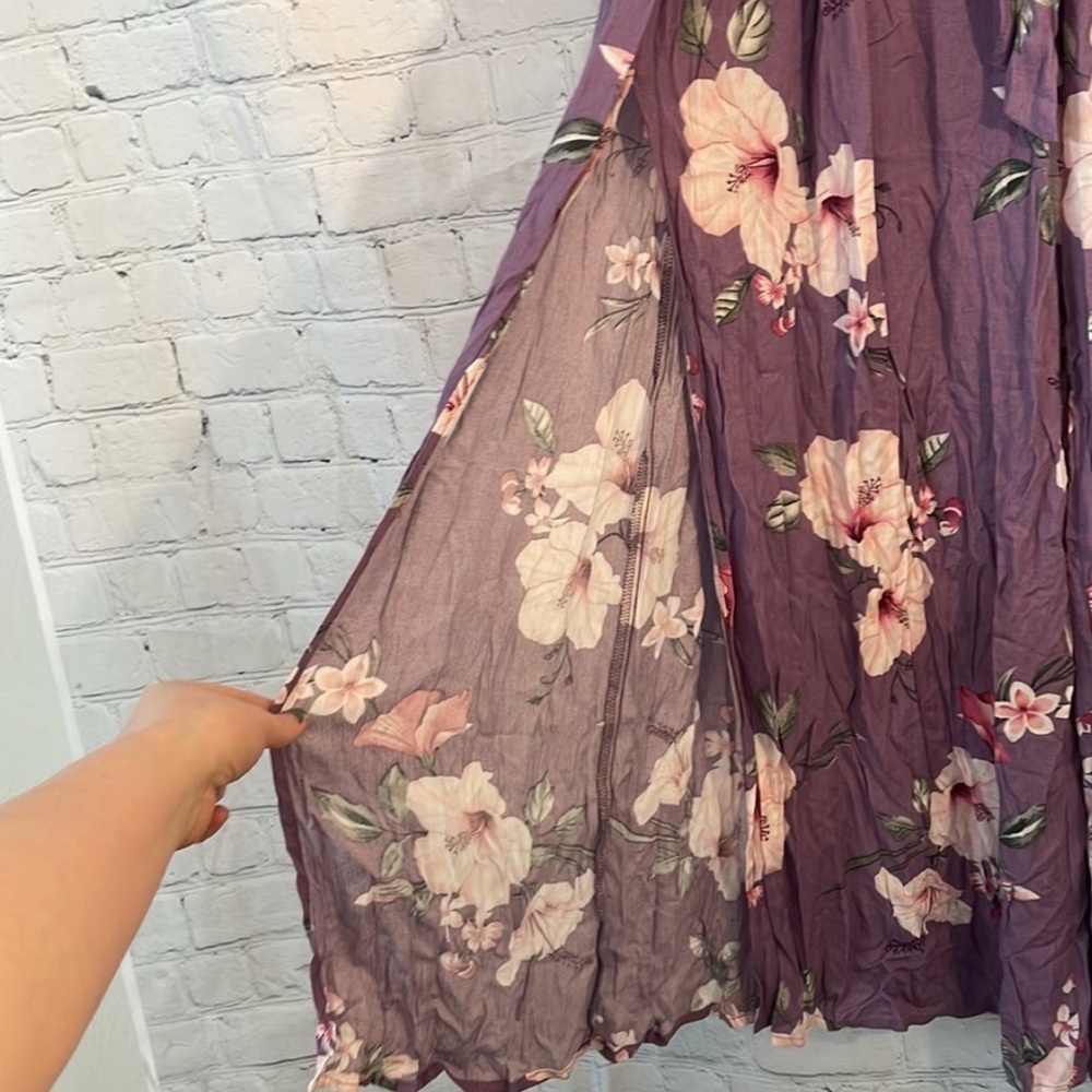 Vici Wide Leg Purple and White Jumpsuit - Picture 3 of 5